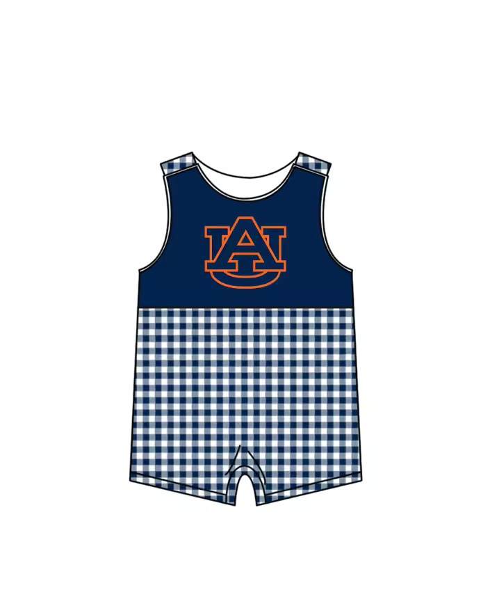 (Custom Design Preorder MOQ 5) Kids Boys Teams Ole Miss Polka Dot Sleeveless Romper