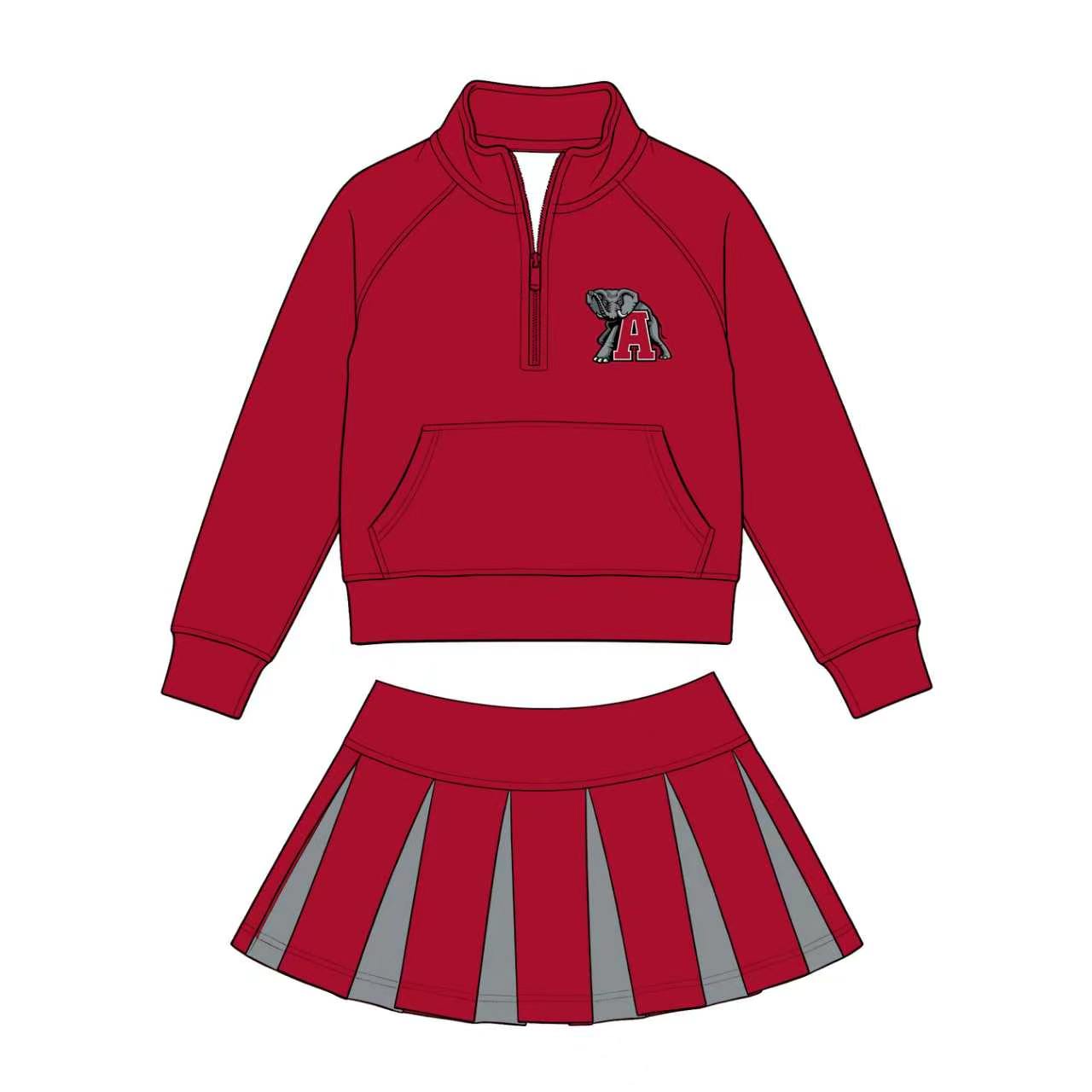 Sibling Baby Girls Sport Team Long Sleeve Pullover Top With Skort Outfit