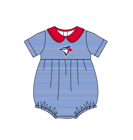 (Custom  Preorder MOQ 5) Baby Girls Short Sleeve Toronto Blue Jays Team Rompers
