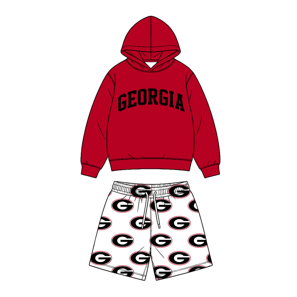(Custom Design Preorder MOQ 5 Each)Teams Logo Hoodie Top Pockets Shorts Boys Clothes Set Brothers Wear