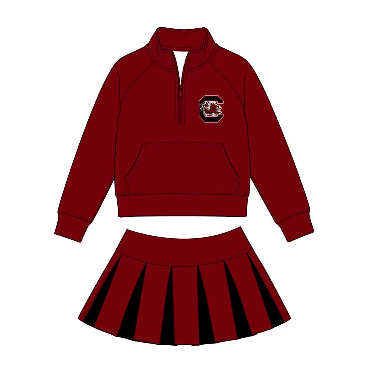 Sibling Baby Girls Sport Team Long Sleeve Pullover Top With Skort Outfit