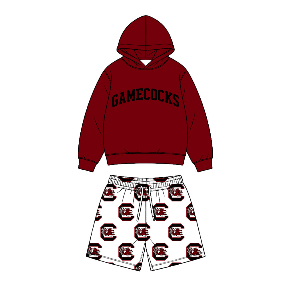 (Custom Design Preorder MOQ 5 Each)Teams Logo Hoodie Top Pockets Shorts Boys Clothes Set Brothers Wear