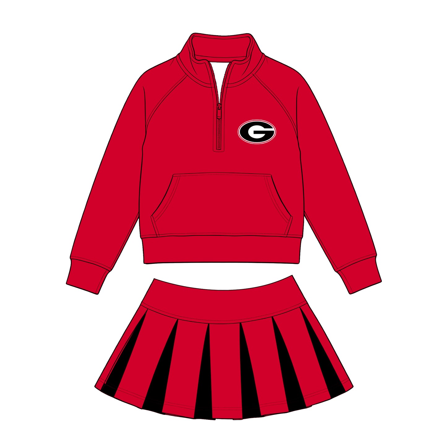 Sibling Baby Girls Sport Team Long Sleeve Pullover Top With Skort Outfit