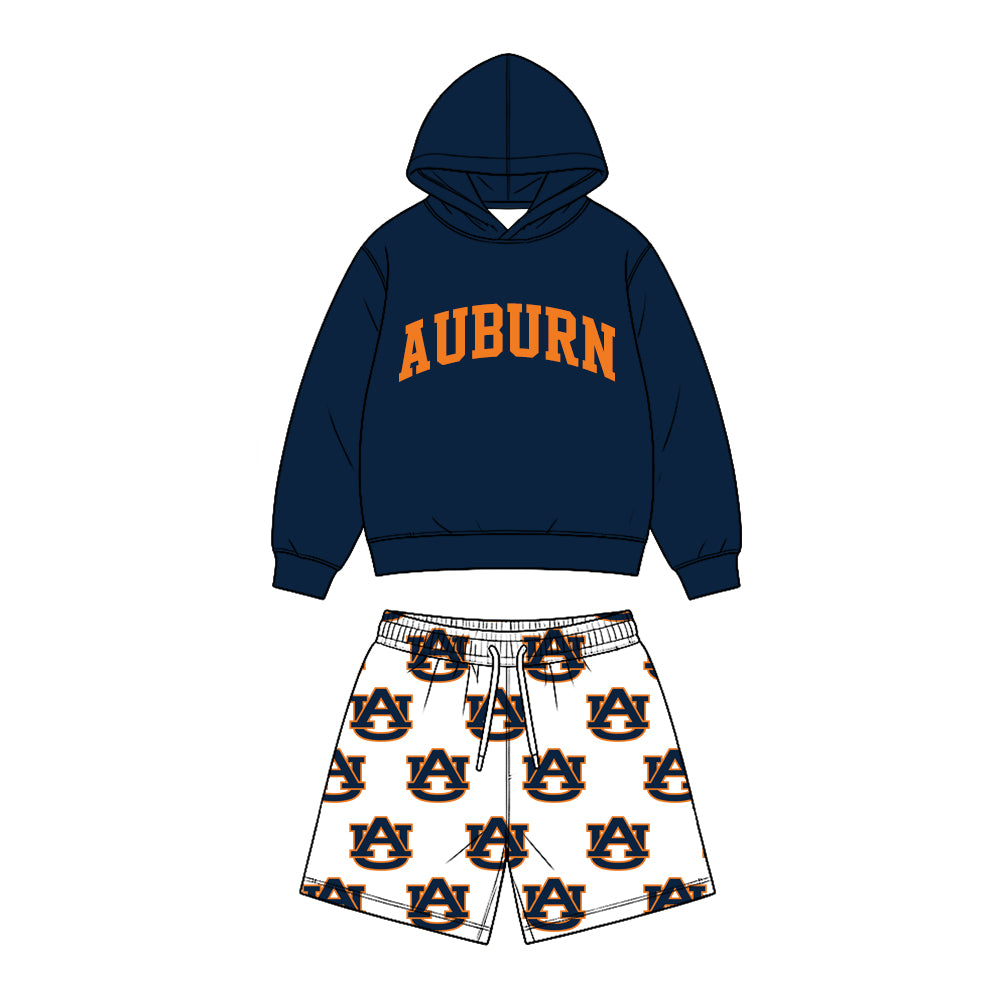 (Custom Design Preorder MOQ 5 Each)Teams Logo Hoodie Top Pockets Shorts Boys Clothes Set Brothers Wear