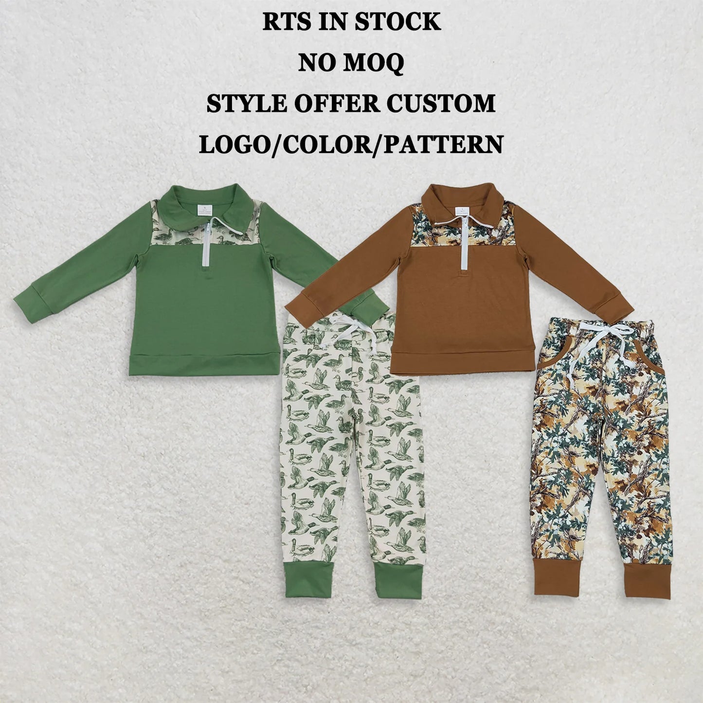 Sibling Baby Boys Long Sleeve Zipper Pullover Top with Jogger Outfit