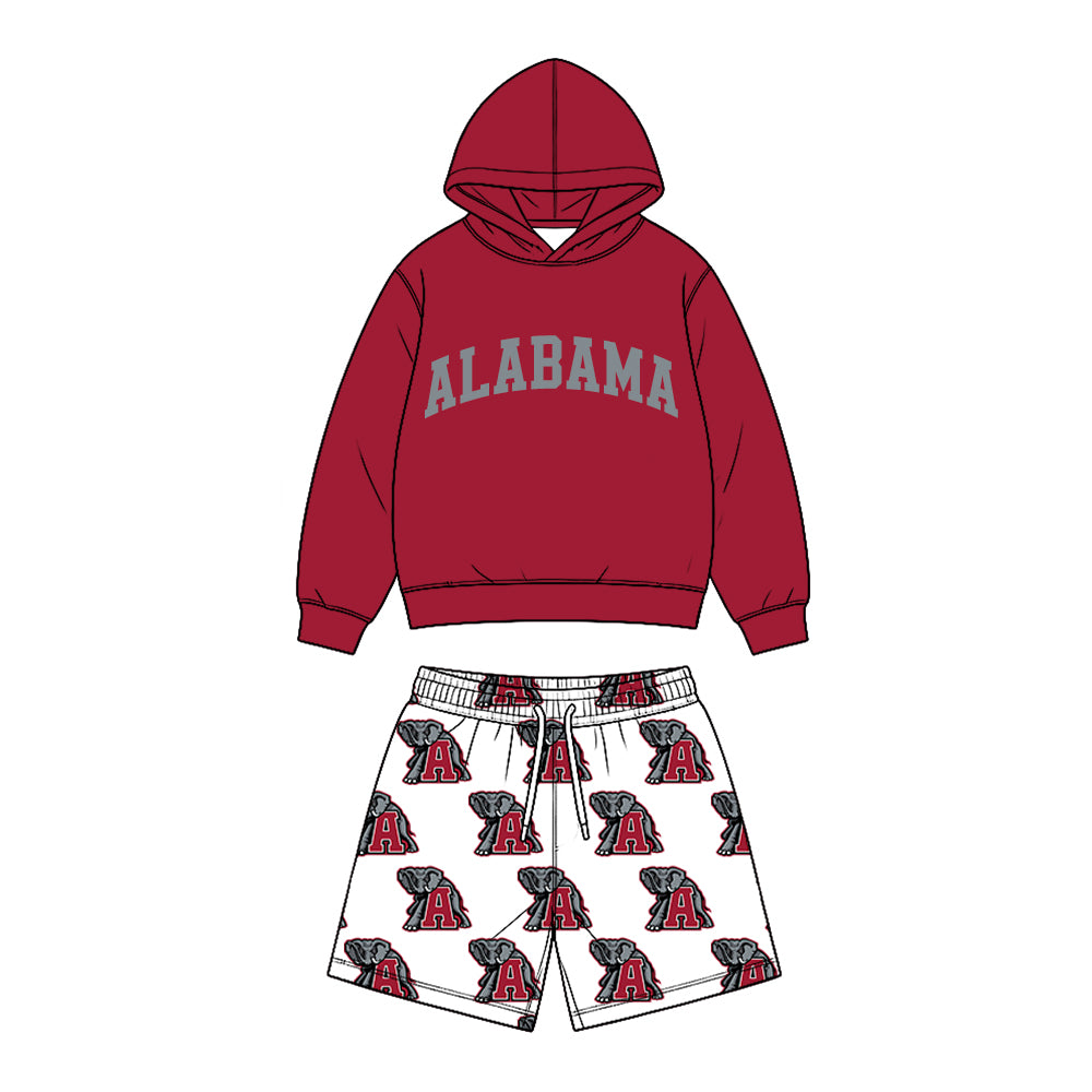 (Custom Design Preorder MOQ 5 Each)Teams Logo Hoodie Top Pockets Shorts Boys Clothes Set Brothers Wear