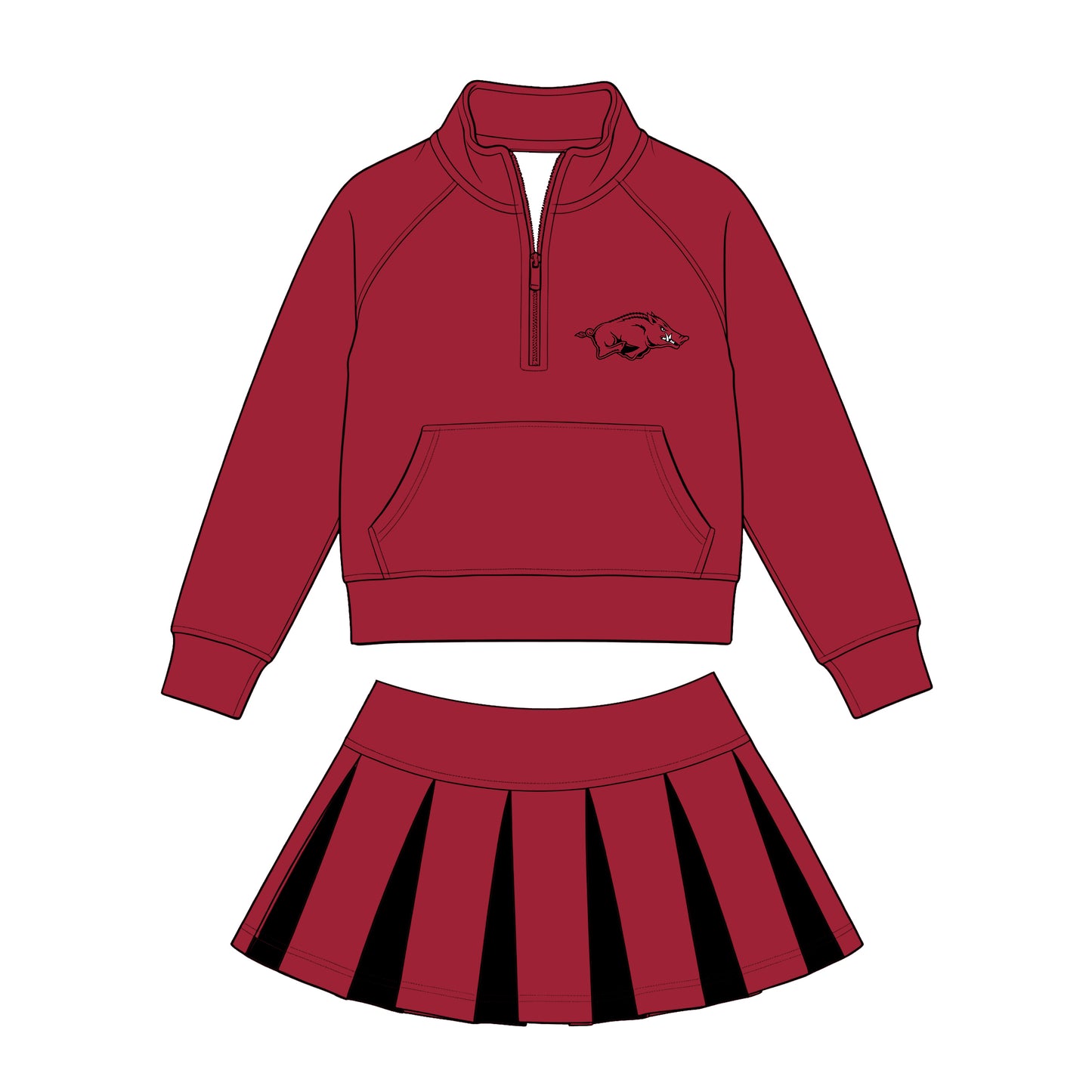 Sibling Baby Girls Sport Team Long Sleeve Pullover Top With Skort Outfit
