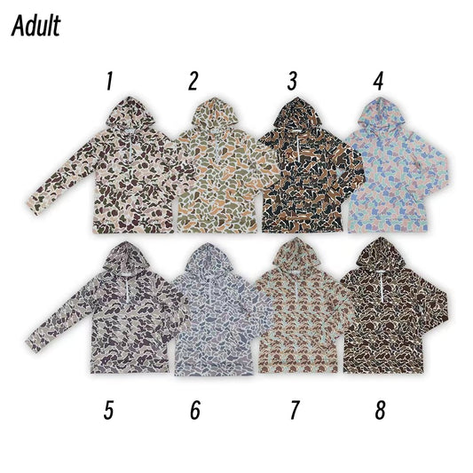 Adult Size Women Hunging Camo Long Sleeve Hoodie Top with Zipper