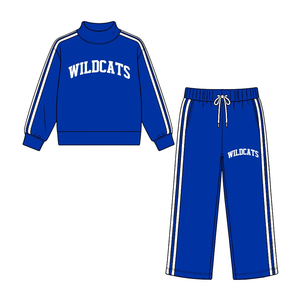 Preorder( 5  MOQ) Baby Girls Wildcats Mock Neck Top Wide Leg Pants Outfit