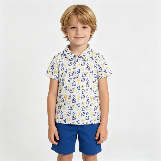 BT1763 Football Teams #1 Cheer Baby Boys Short Sleeve Polo Shirt Top