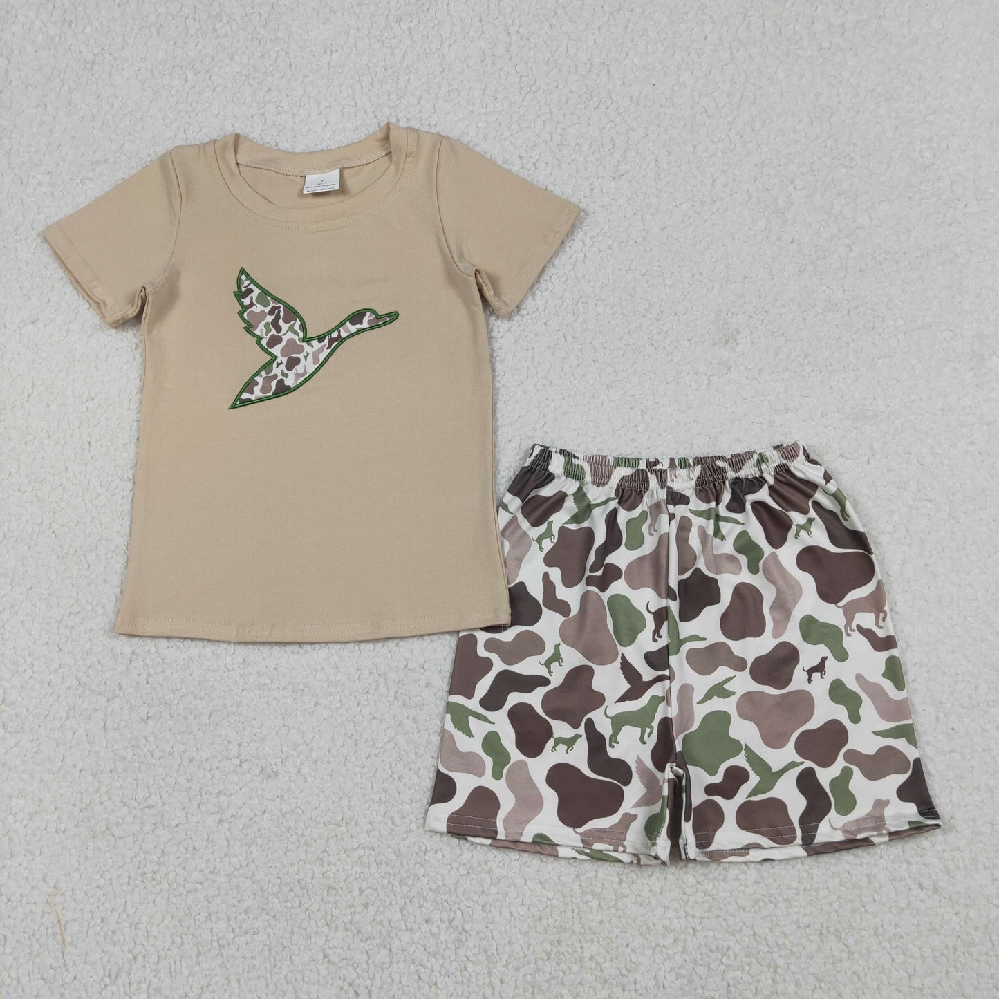 Sibling Baby Boys Embroidery Camo Ducks Hunting Top Shorts Hunting Clothes Set Rompers