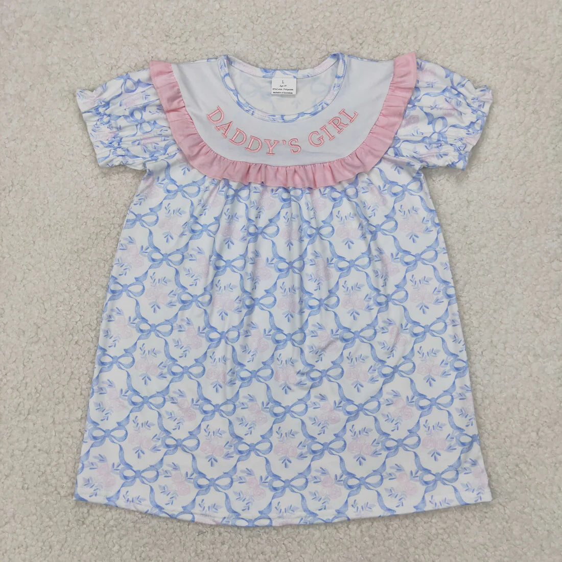 Sibling Baby Kids Embroidery DADDY'S BOY GIRL Top Shorts Sets Floral Plaid Knee Length Dress Rompers