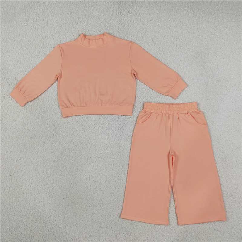 Sibling Toddler Girls Mock Neck Long Sleeve Top Wide Leg Pants Outfit