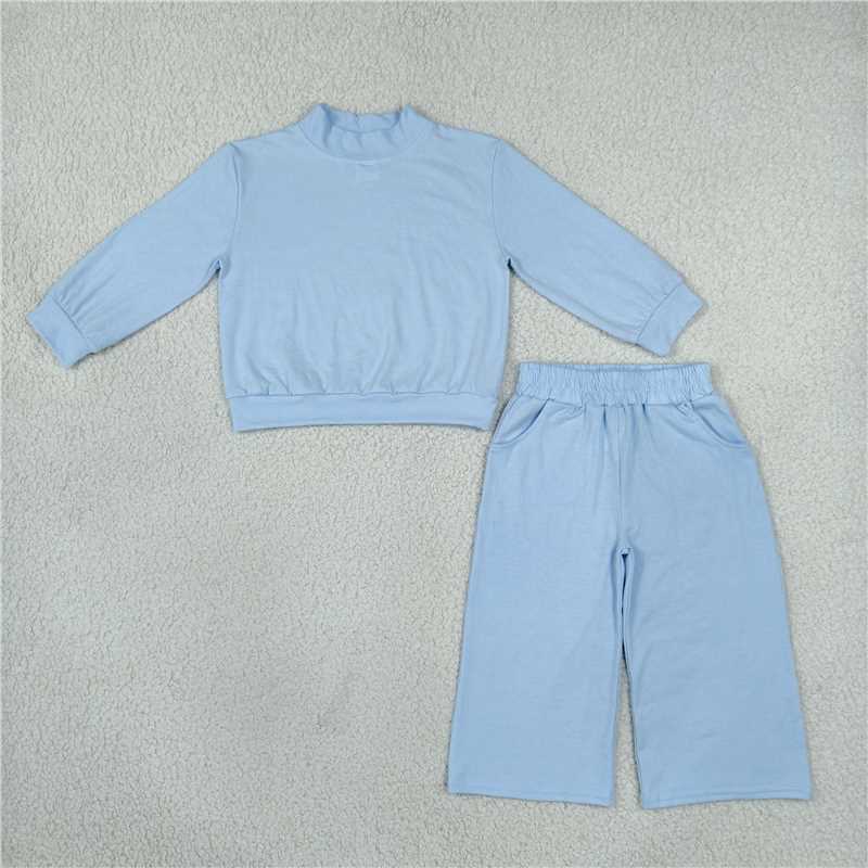 Sibling Toddler Girls Mock Neck Long Sleeve Top Wide Leg Pants Outfit