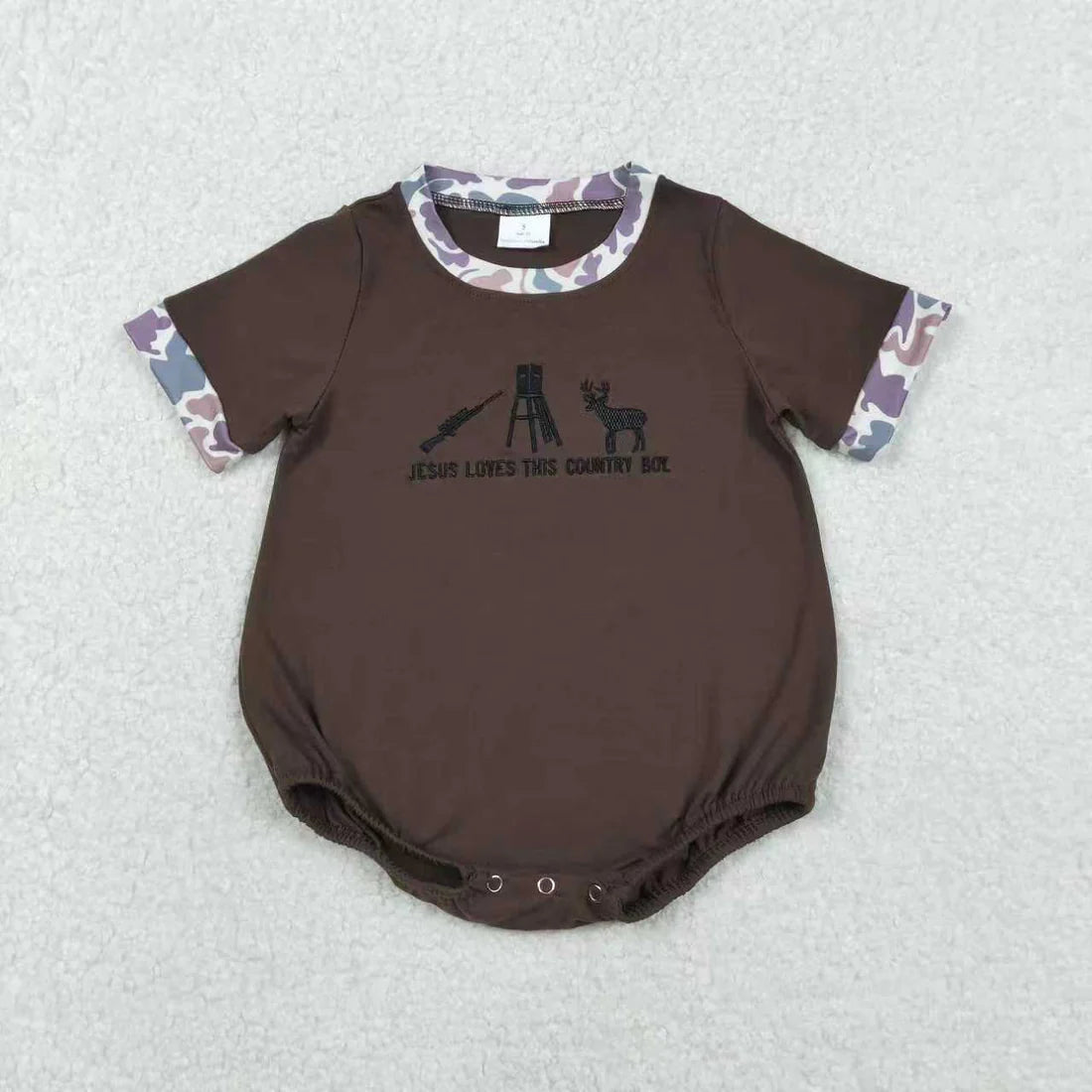 Sibling Baby Embroidery Country Kids Jesus Love Me Camo Shorts Clothes Sets Rompers