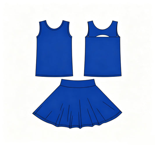 (Custom Design Preorder MOQ 5) Kids Girls Anvy Tank Top with Skort Outfit