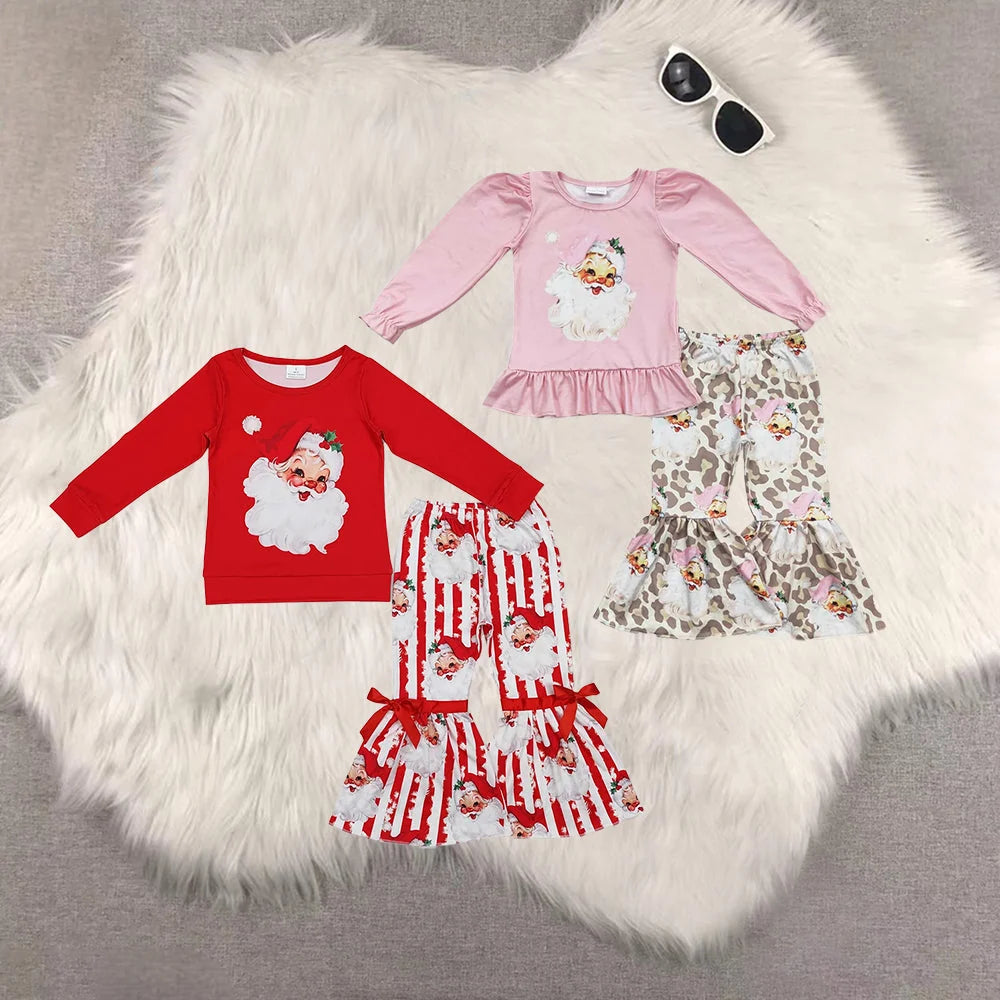 Sibling Baby Boys Christmas Santa Tunic Bell Bottom Pant Clothes Sets