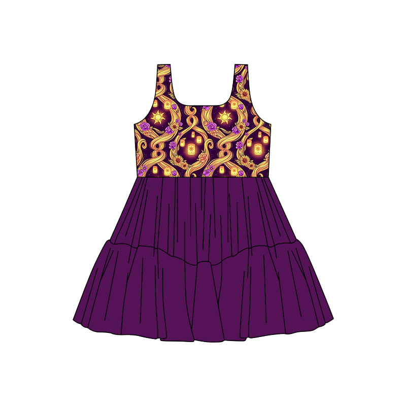 (Custom Design Preorder MOQ 5) Cartoon Princess Tangle* Girls Sleeveless Tulle Dress