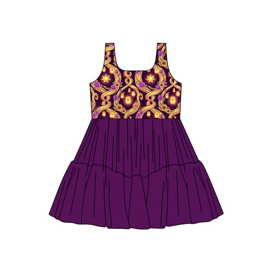 (Custom Design Preorder MOQ 5) Cartoon Princess Tangle* Girls Sleeveless Tulle Dress