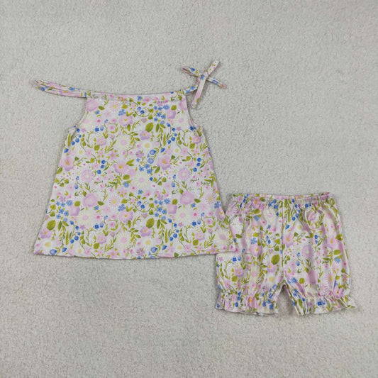 GSSO2778 Baby Girls Summer Floral Shorts Outfit