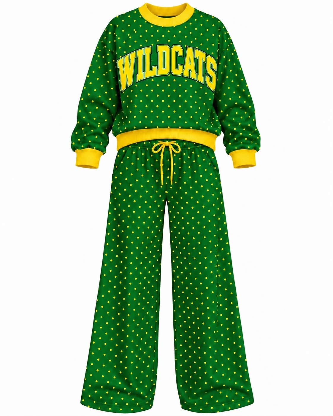 Preorder( 5  MOQ) Baby Girls Wildcats Green Polka Dot Outfit