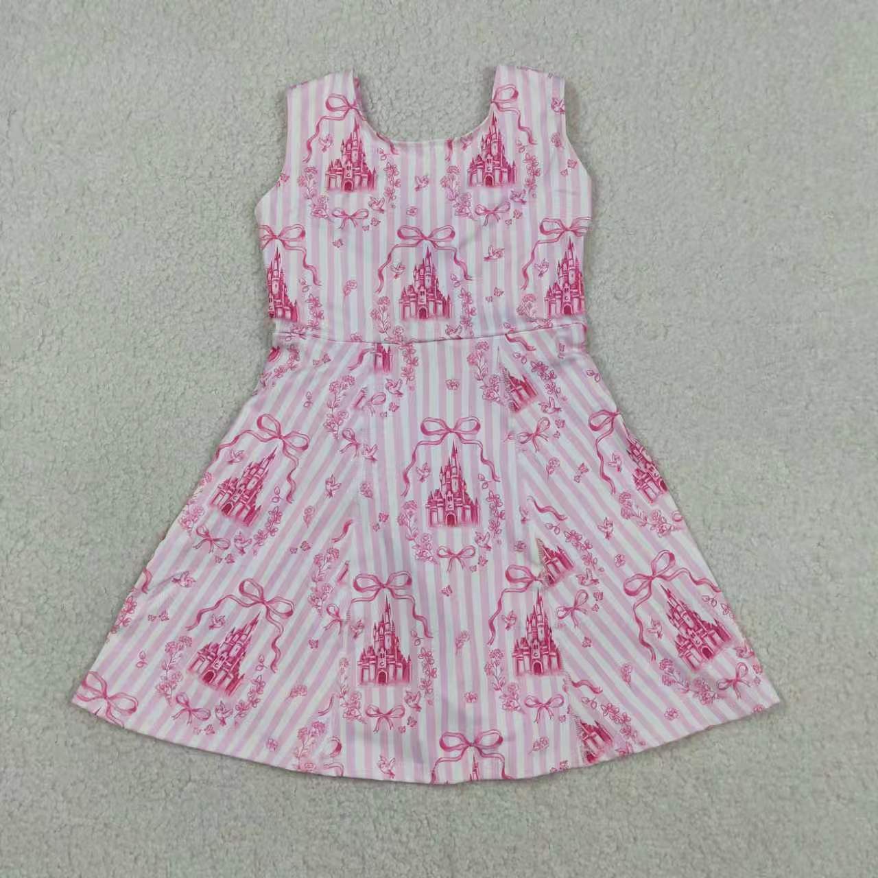 Toddler Girls Sibling Pink Castle Sleeveless Crop Top & Skort Set Summer Activewear