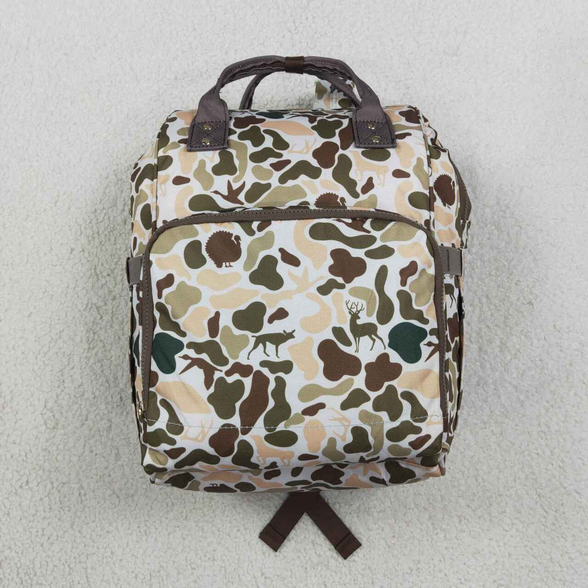 BA0407 Brown Khaki Camo Hunting Print Adult Baby Diaper Bags