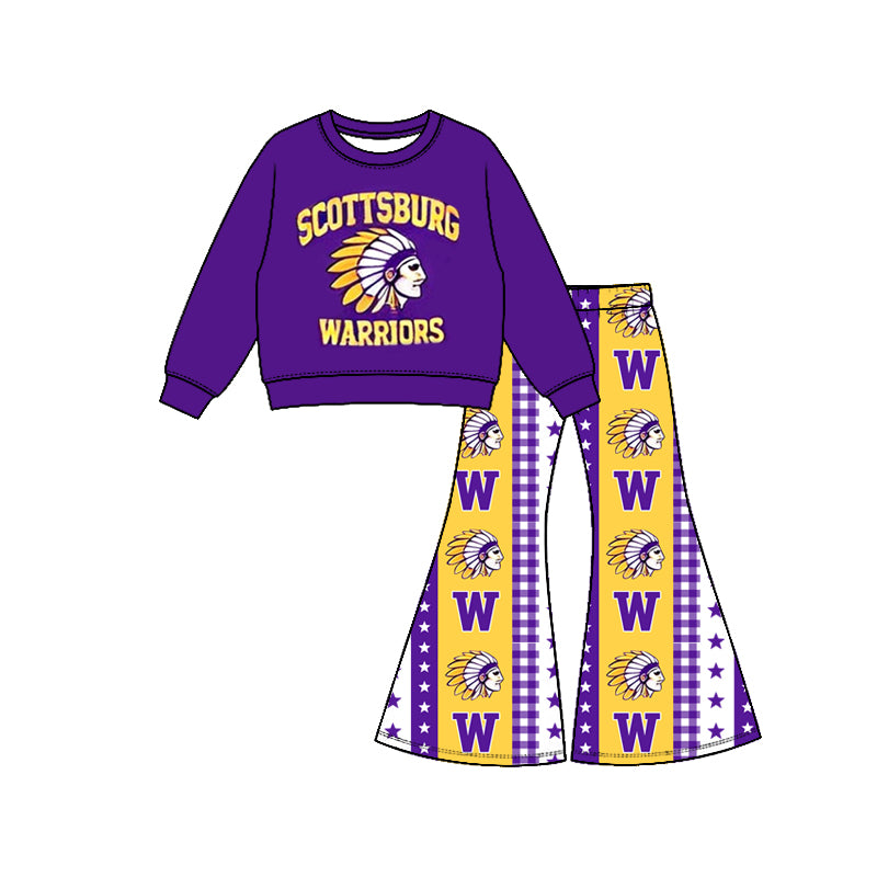 Preorder( 5  MOQ) Baby Girls Scottsburg Top Bell Bottom Pants Outfit