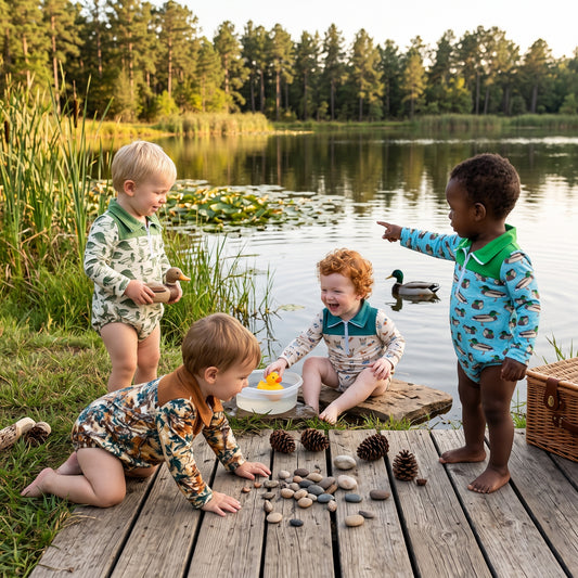 Sibling  Baby Boys Mallard Duck Long Sleeve Zipper Bubble Romper