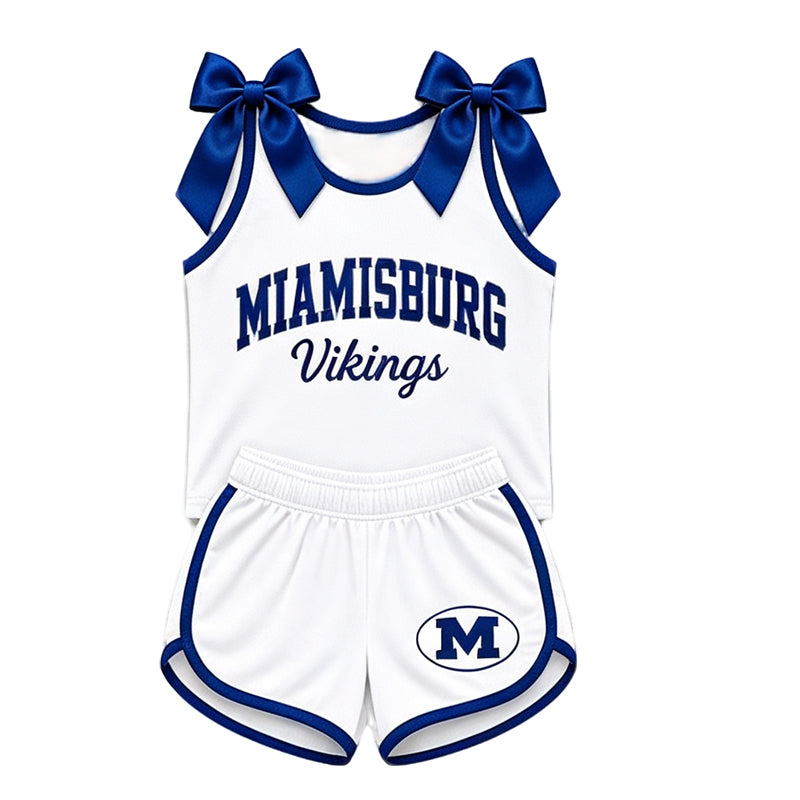 (Custom Design Preorder MOQ 5) Teams Miamisburg Vikings Bows Vest Top Shorts Mommy and Me Summer Yoga Clothes Set