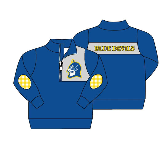 (Custom Design Preorder MOQ 5) Teams Blue Devils Blue Boys Zipper Pullover Top