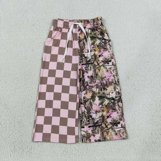 Mommy and Me  Camo Pink Checked Patch Wide Leg Pants