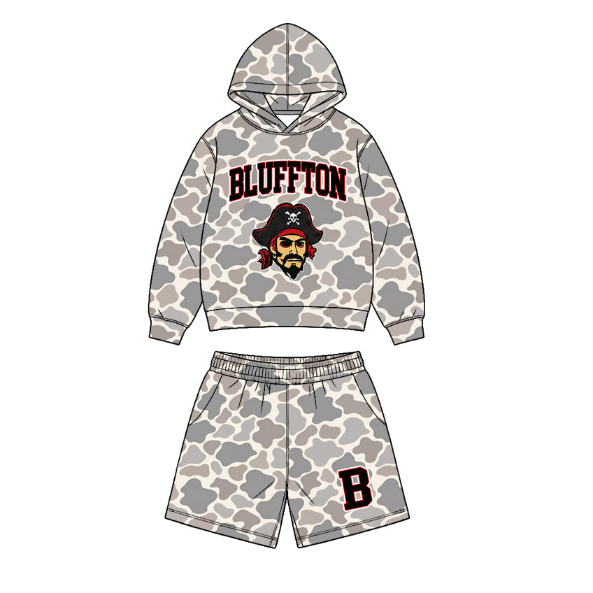 (Custom Design Preorder MOQ 5)  Link For Tessa Jo  Camo Hoodie +Shorts Outfit