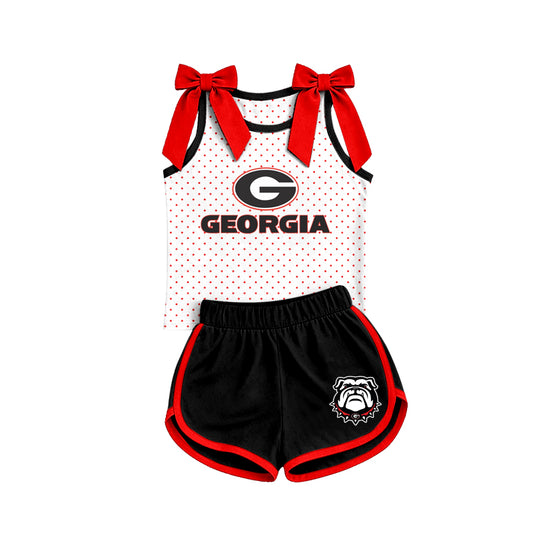 Preorder (moq 5) Baby Girls Georgia Sleeveless Top Short Team Clothes Sets