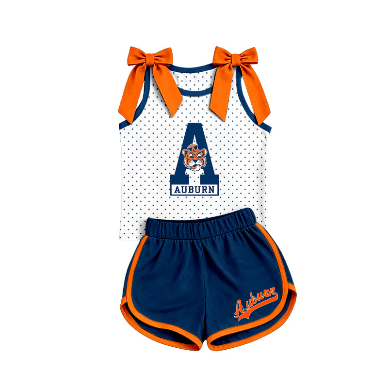 Preorder (moq 5) Baby Girls  Auburn Sleeveless Top Short Team Clothes Sets