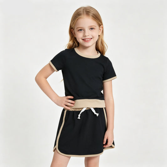 Back Cotton Skirts Girls Summer Clothes Set