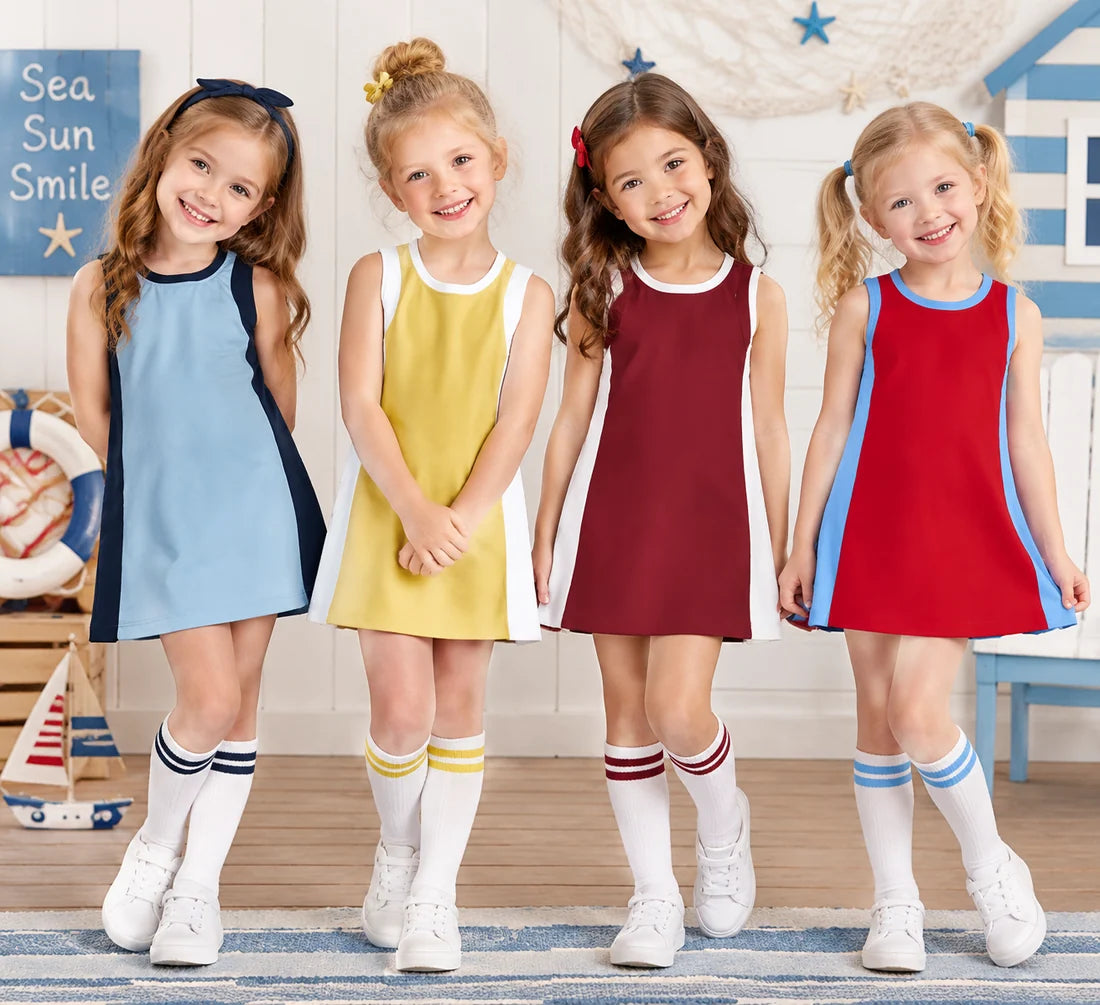 Sibling Baby Girls  Sleeveless Color Block Active Dress