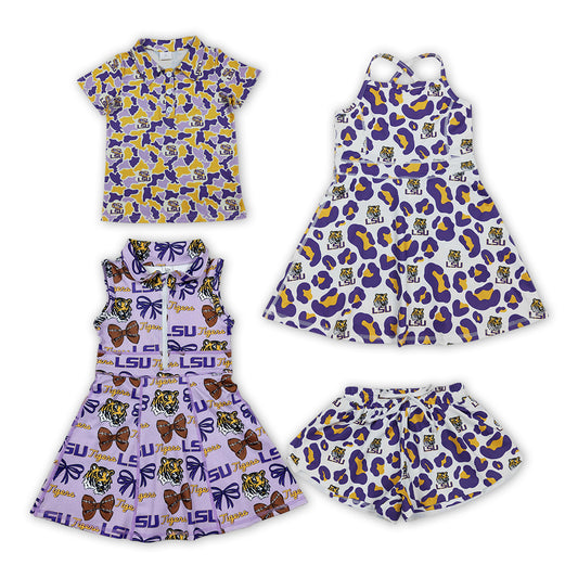 Sibling Baby Girls  LSU Active Dress ,Shorts & Boys Shirt