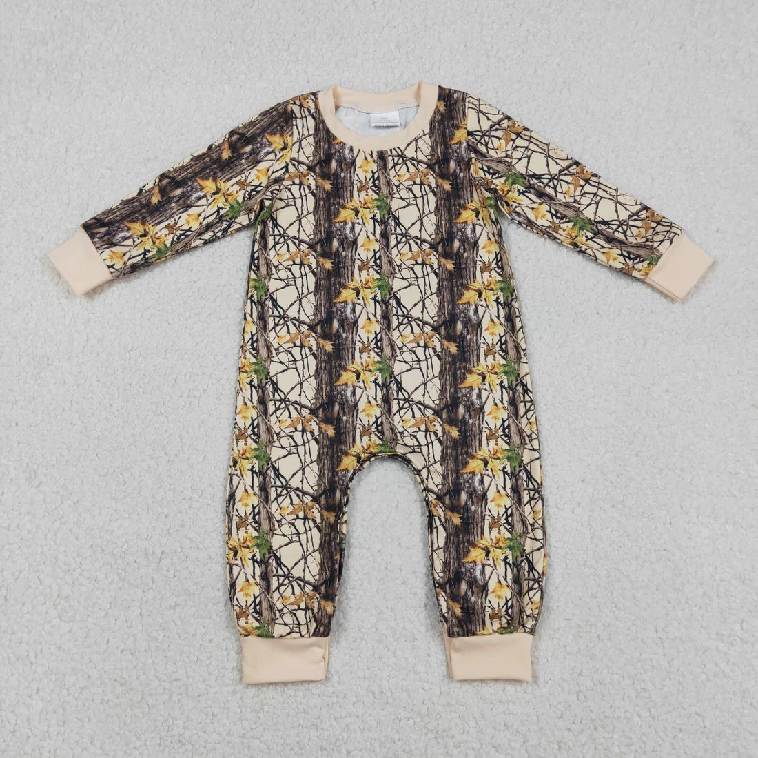 Baby Boys Long Sleeve Leaves Camo Footie Romper