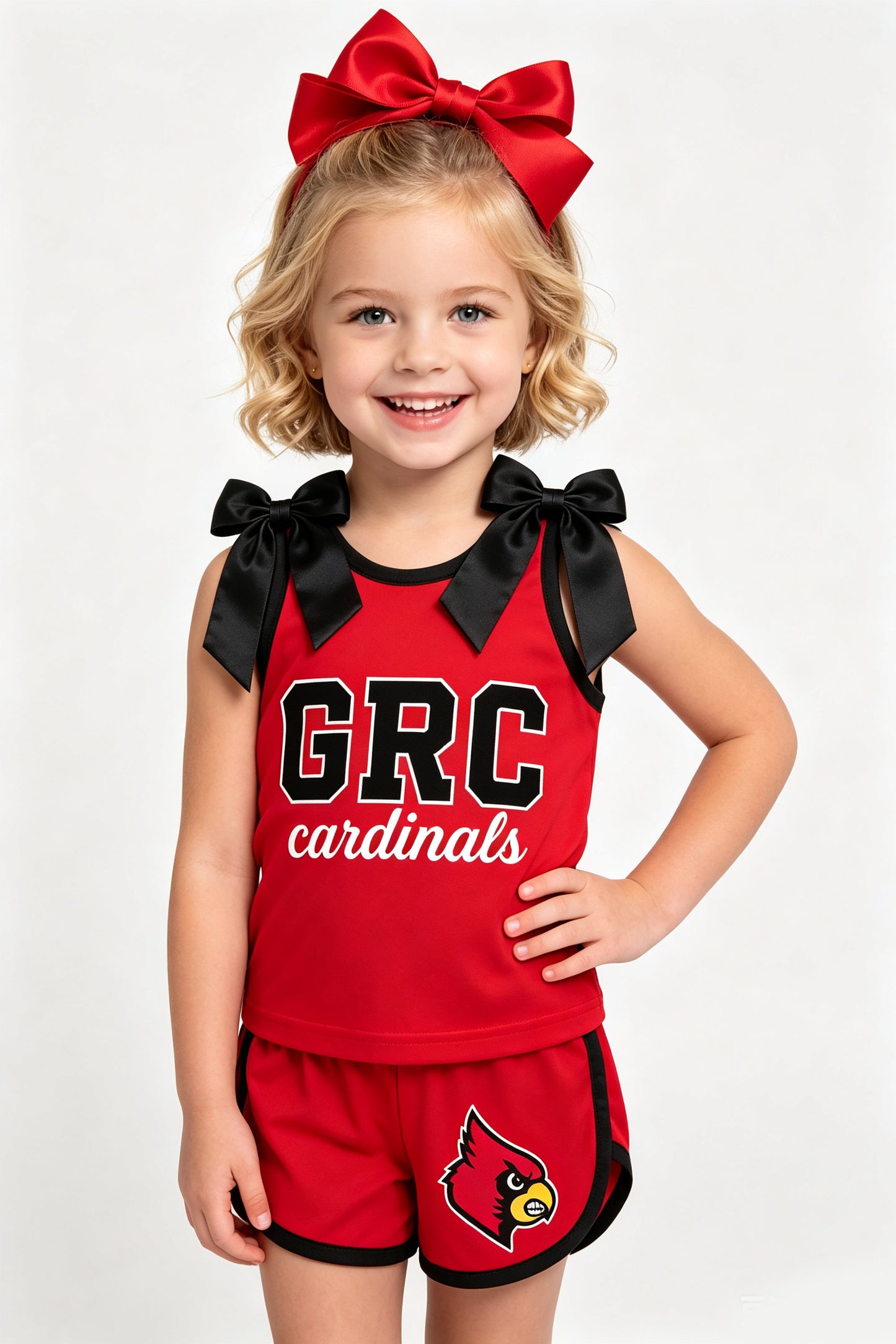Preorder (moq 5) Baby Girls GRC Cardinals Sleeveless Top Short Team Clothes Sets