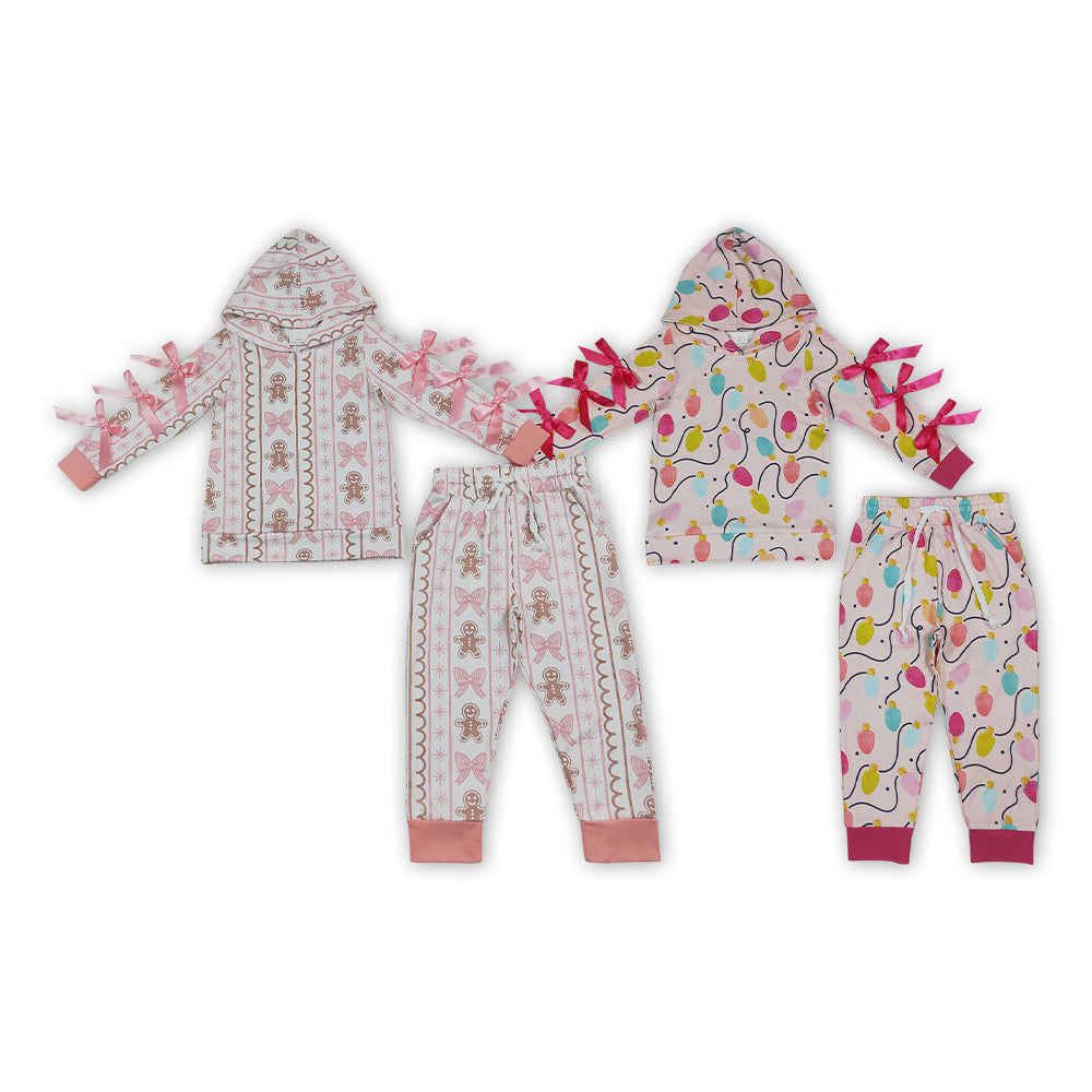 Sibling Kids Girls Christmas Gingersnap Light Hoodie Top Jogger Outfit