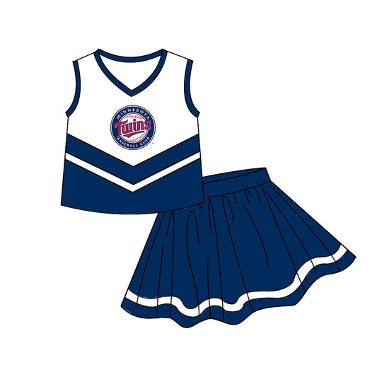 Preorder (moq 5)Baby Girls Sleeveless Twins Vests Skirt Shorts Team Clothes Sets
