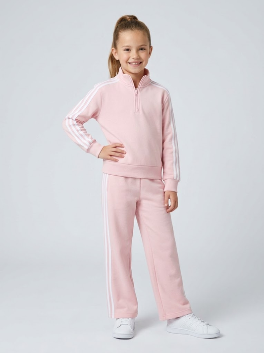 9.9 GLP3860 Preorder Kids Girls Pink Cotton Zipper Pullvoer Top Pants Outfit