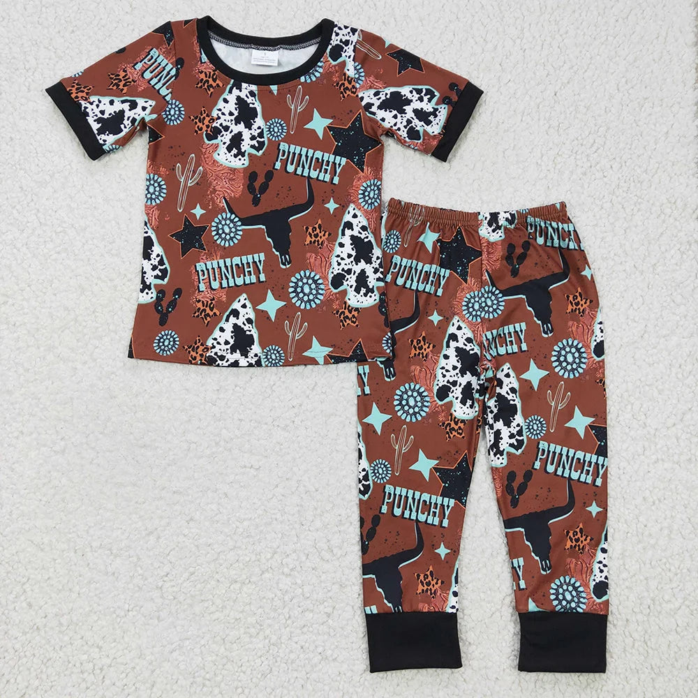 Sibling Baby Boys Western Howdy Rodeo Cactus Short Sleeve Top Pants Outfit