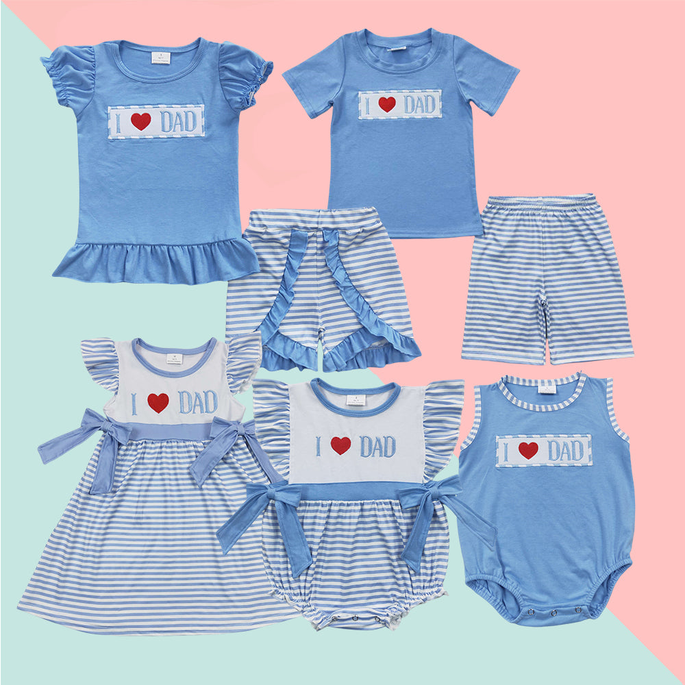 I Love Dad Sibling Shorts Set Dreess and Romper