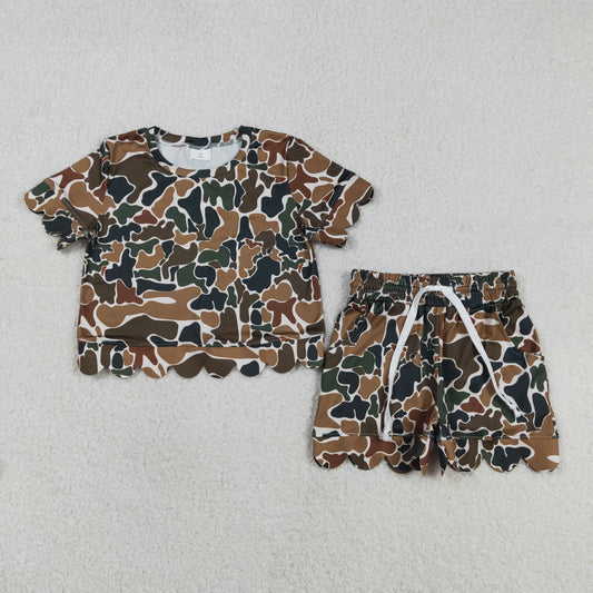 GSSO3228 Baby Girls Grown Camo Summer Scalloped Sets