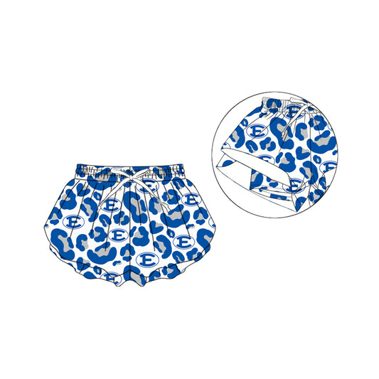 (Custom Design Preorder MOQ 5)  Teams Estacado Blue  Leopard Print Girls & Woman Bottom Flutter Shorts