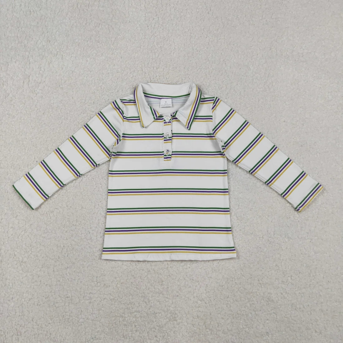 Sibling Baby Boys Girls Mardigras Stripe Button Knee Length Dress Polo Shirts Top Rompers