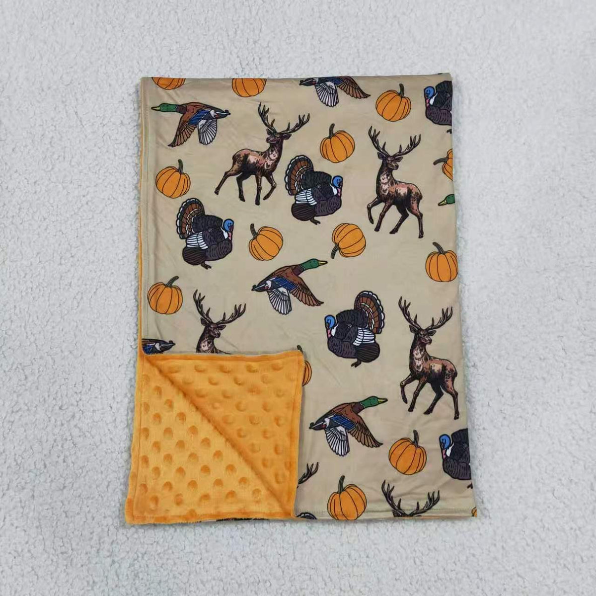 Sibling Baby Boys Hunting Deer Duck Pumpkin Pajama Set Zipper Romper Blanket