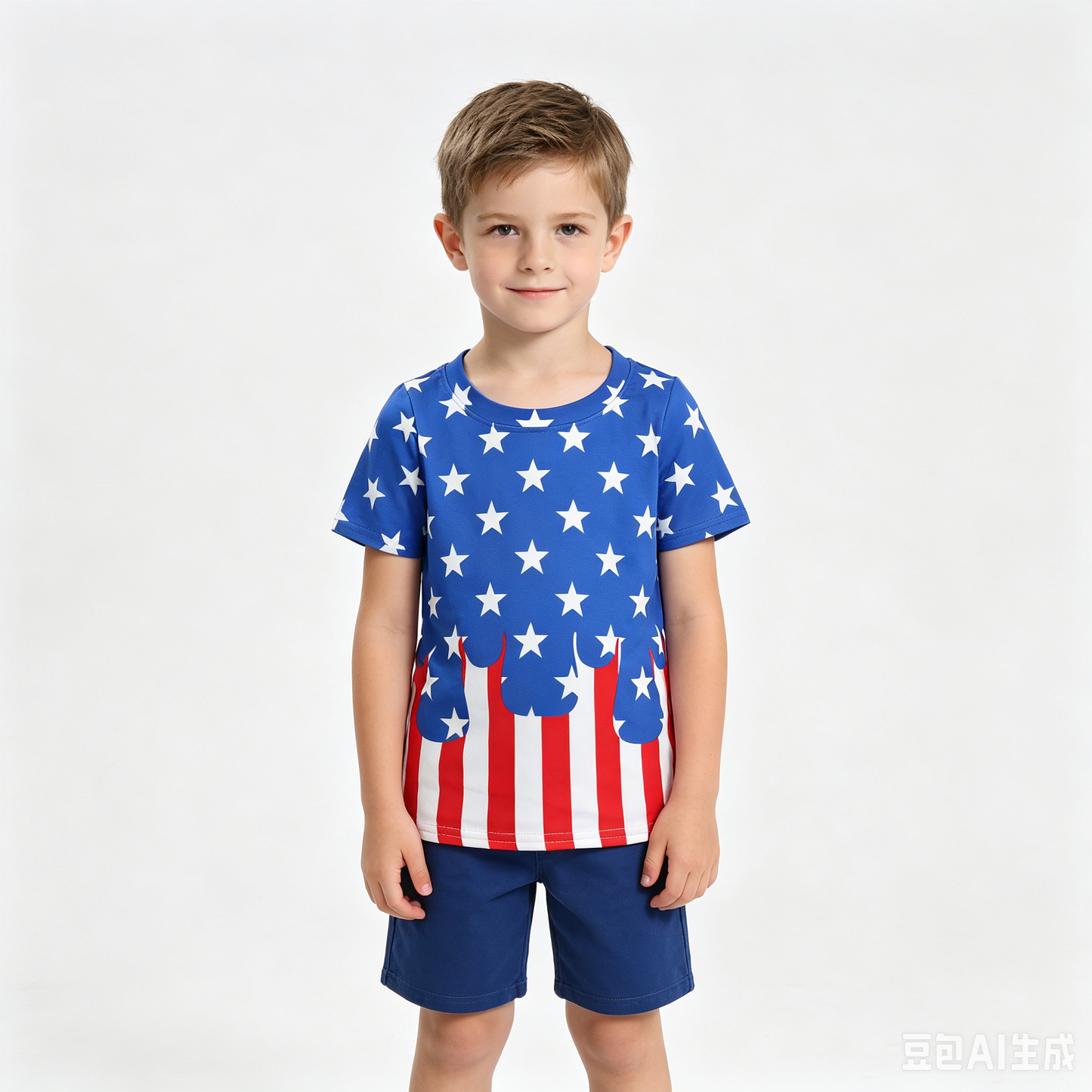 BT1741 Stars Drip Print Boys 4th of July Tee Shirts Top